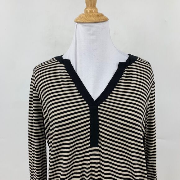 Massimo Rebecchi Popover Top Womens S Small Multi Striped Long Sleeve Drop Tail - Picture 3 of 9